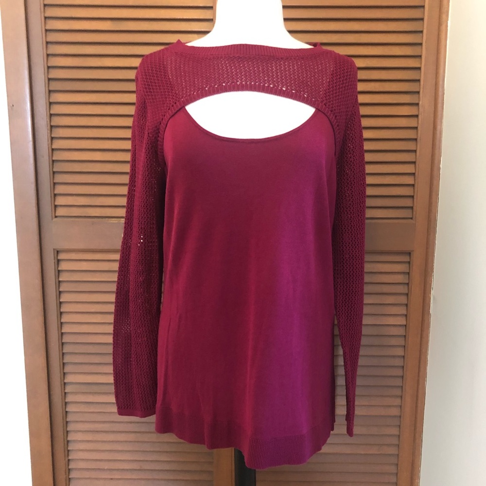 Torrid Maroon pointelle cutout sweater 2X 18/20 plus size